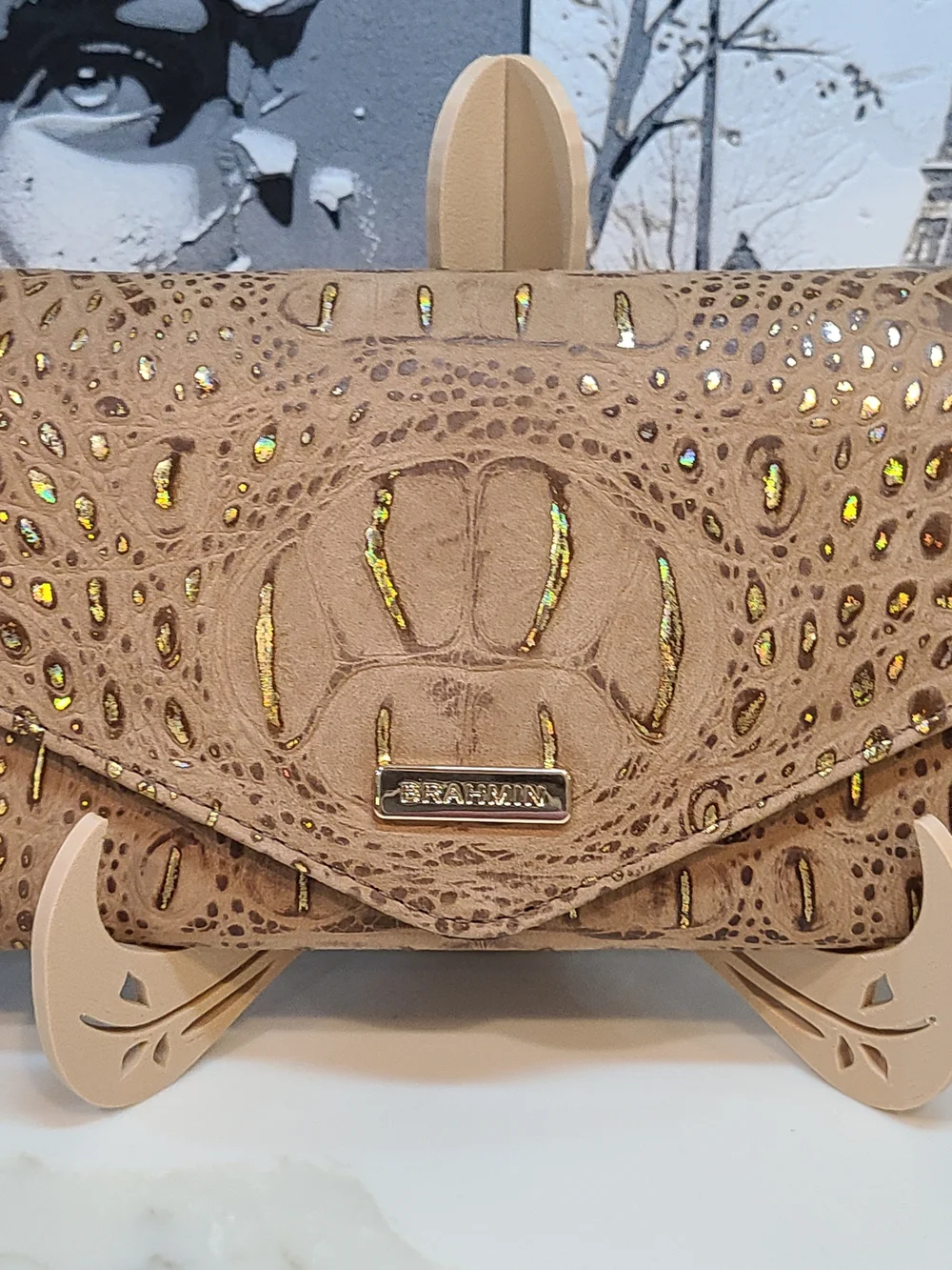 Brahmin NWT Veronica Gold Mini Melbourne Wallet Trifold